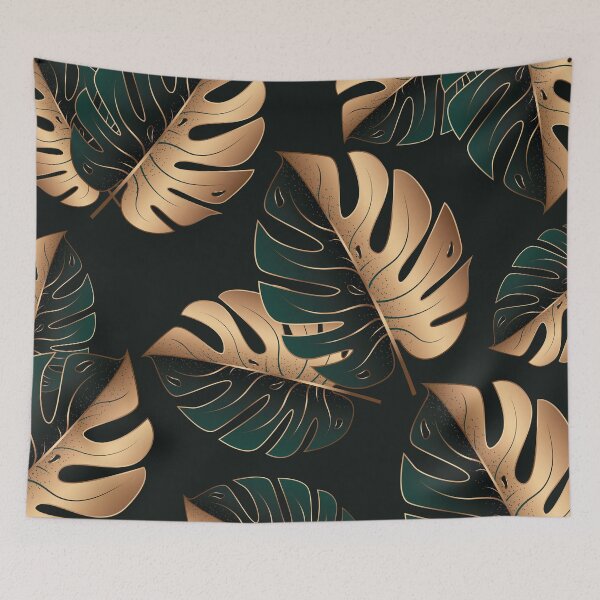 Item preview, Monstera Elegant Dark Green and Gold Split Leaves Tropical Pattern designed and sold by CynthiaGraphics.