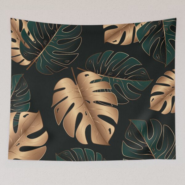 Item preview, Monstera Elegant Dark Green and Gold Tropical Leaves Pattern designed and sold by CynthiaGraphics.