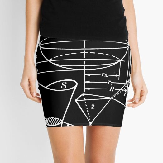 Vintage Math Diagrams - white on black Mini Skirt