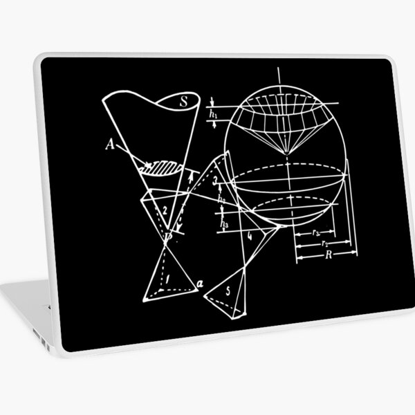 Vintage Math Diagrams - white on black Laptop Skin
