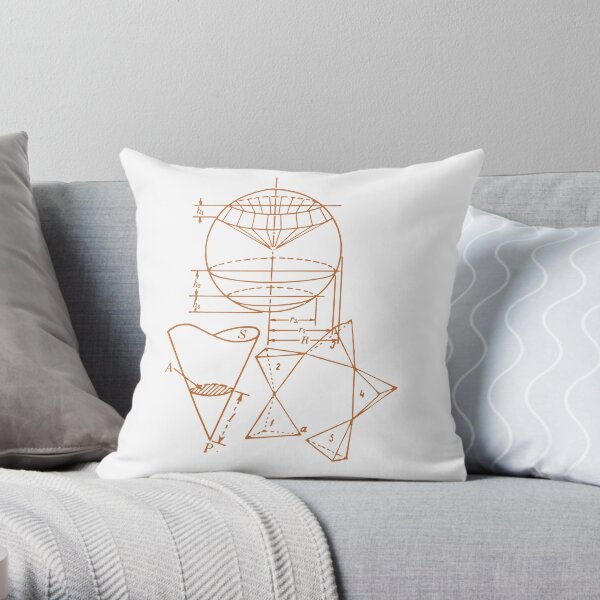 Vintage Math Diagrams - sepia Throw Pillow