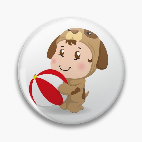 Item preview, Illustration of a caucasian baby with dog costume holding a ball. Ideal for educational and informational materials designed and sold by LucianoCosmo.