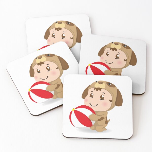 Item preview, Illustration of a caucasian baby with dog costume holding a ball. Ideal for educational and informational materials designed and sold by LucianoCosmo.