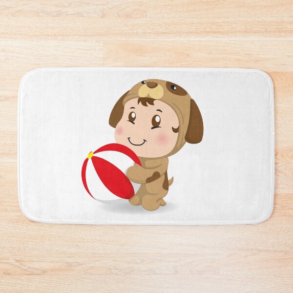 Item preview, Illustration of a caucasian baby with dog costume holding a ball. Ideal for educational and informational materials designed and sold by LucianoCosmo.