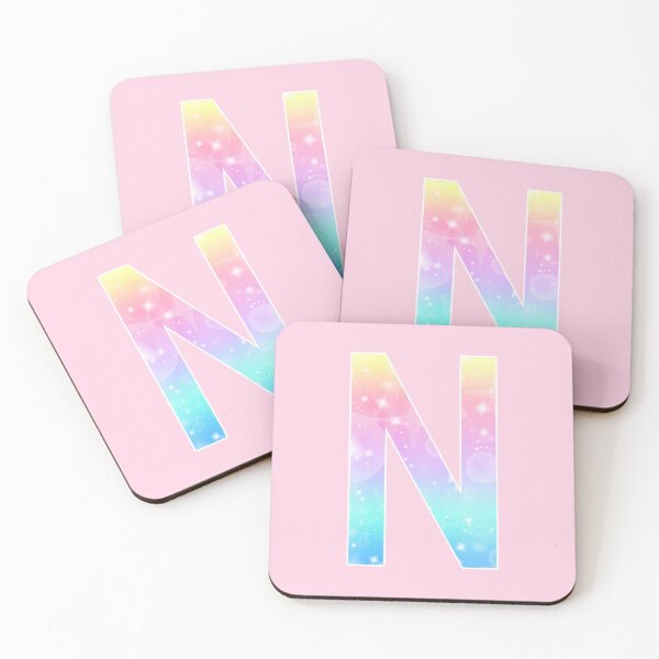 Item preview, The Letter N - Monogram in Kawaii Magical Unicorn Sparkle Pattern designed and sold by Bumblefuzzies.