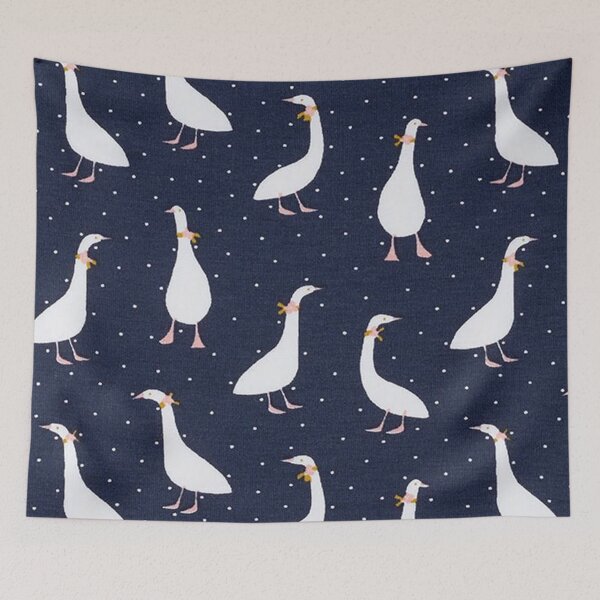 Item preview, Geese GOTS Cotton Jersey - navy / white designed and sold by jwebmarket.