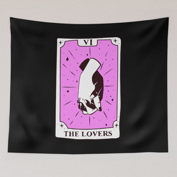 Item preview, The Lovers Tarot Card In Pink Pastel With Clasping Hands designed and sold by RKSDesigns.