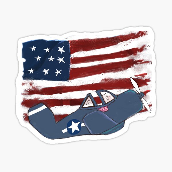 flag with plane Sticker