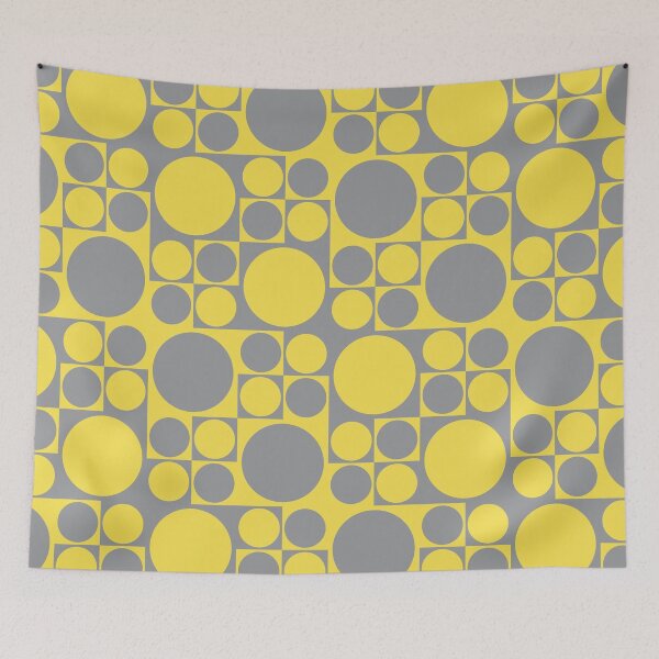 Item preview, Simple pattern with circles on square tiles in yellow and gray designed and sold by acidmit.