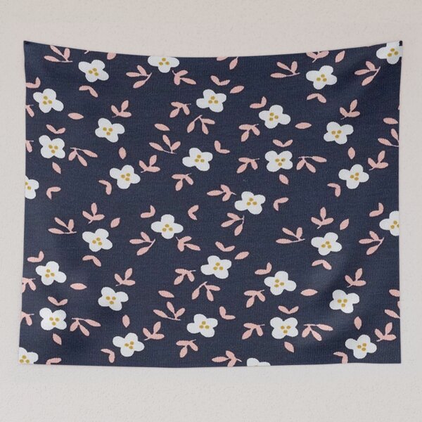 Item preview, GOTS Little Flowers Cotton Jersey - navy / white designed and sold by jwebmarket.