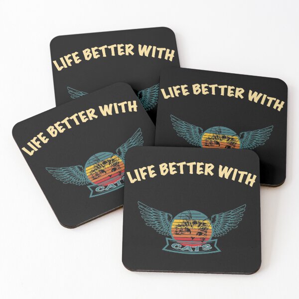 Item preview, Life is better with CATS Gift for her or him - Digital Illustration designed and sold by OMCreative.