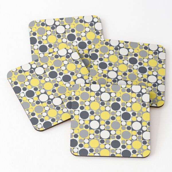 Item preview, Simple ornament with circles on a square tiles in yellow and gray color palette variations designed and sold by acidmit.