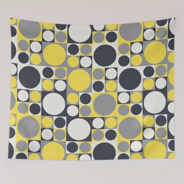 Item preview, Simple ornament with circles on a square tiles in yellow and gray color palette variations designed and sold by acidmit.