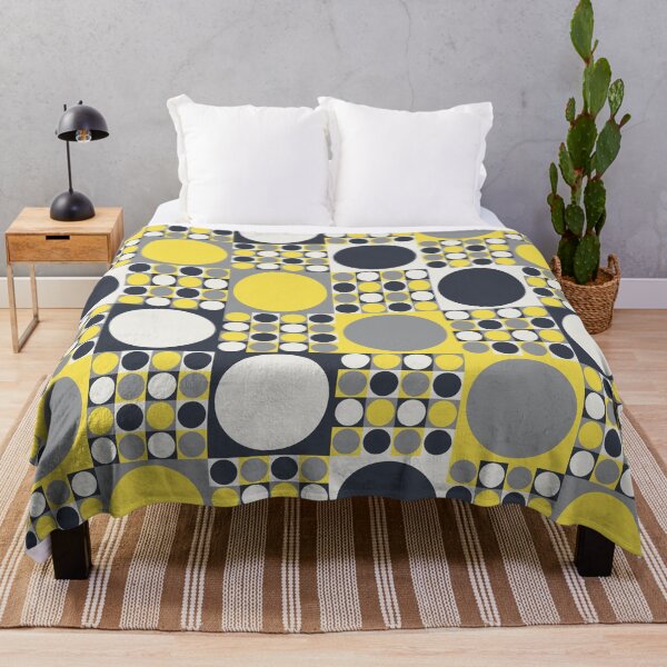 Item preview, Circles on a square tiles in a minimal ornament in yellow and gray color palette variations designed and sold by acidmit.
