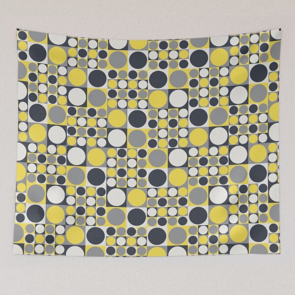 Item preview, Circles on a square tiles in a simple ornament in yellow and gray color palette variations designed and sold by acidmit.