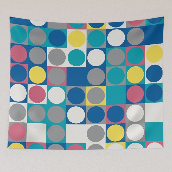 Item preview, Abstract mosaic with circles on a square tiles in random yellow and gray color palette variation designed and sold by acidmit.