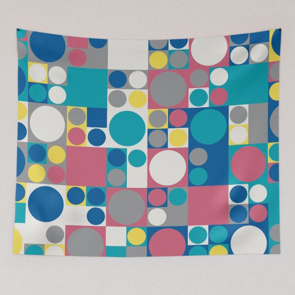 Item preview, Abstract mosaic with circles on a square tiles in random yellow and gray color palette variation designed and sold by acidmit.