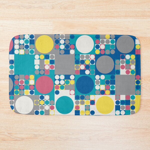 Item preview, Circles on a square tiles in an abstract mosaic in random yellow and gray color palette variations designed and sold by acidmit.