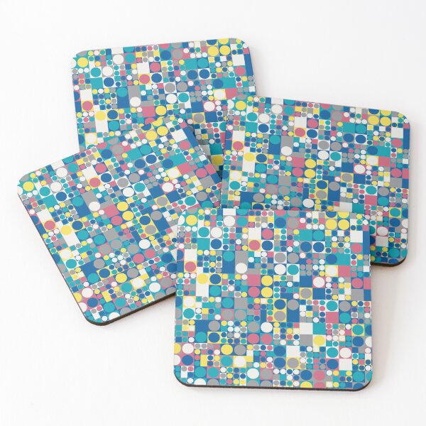 Item preview, Circles on a square tiles in an abstract mosaic in random yellow and gray color palette variations designed and sold by acidmit.