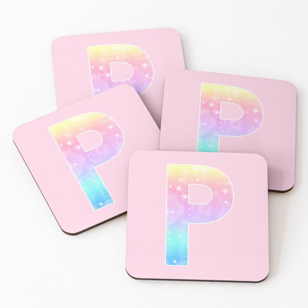 Item preview, The Letter P - Monogram in Kawaii Magical Unicorn Sparkle Pattern designed and sold by Bumblefuzzies.
