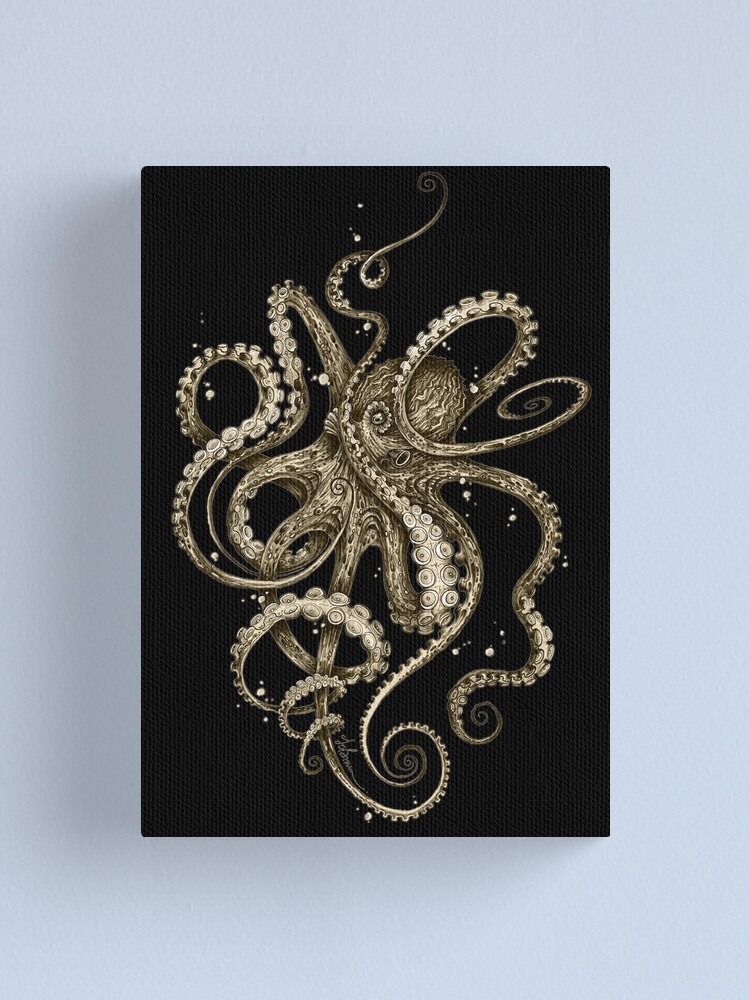 Alternate view of Octopsychedelia Sepia Canvas Print