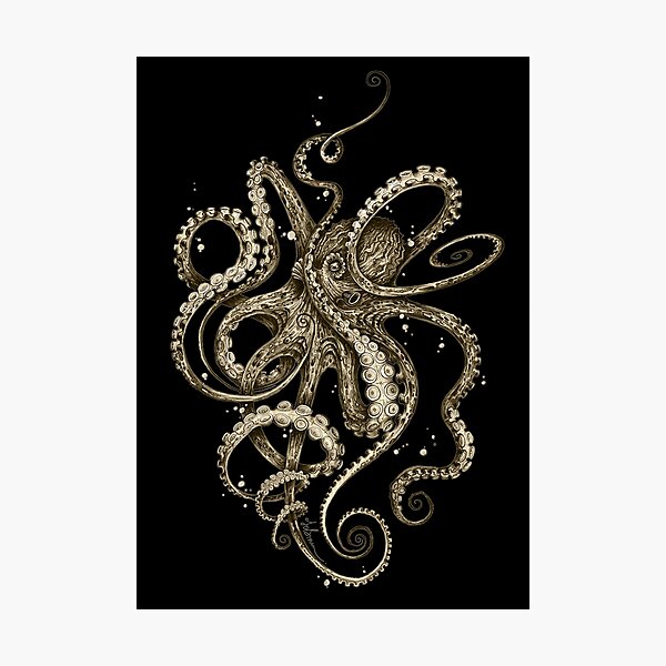 Octopsychedelia Sepia Photographic Print