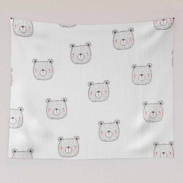 Item preview, Bears GOTS Muslin Double Gathered Fabric - white designed and sold by jwebmarket.