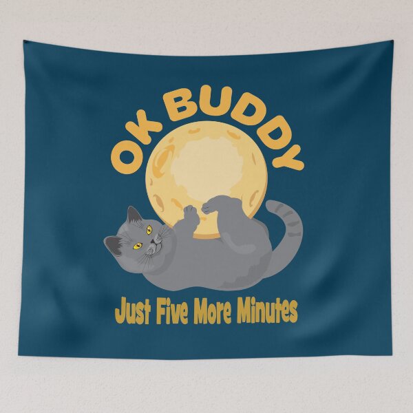 Item preview, OK Buddy Just Five More Minutes - Cat Playing With The Moon designed and sold by MiloCuteCat.