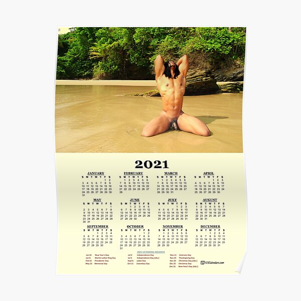 2021 calendario de hombres rasta desnudos Póster
