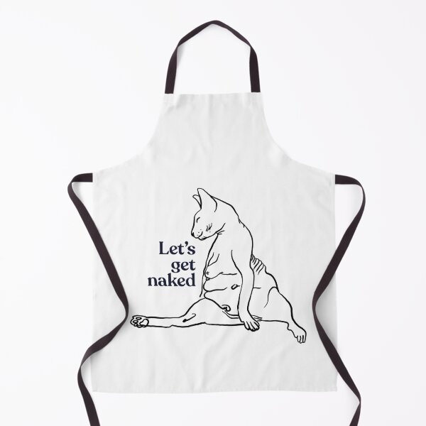 Item preview, Let's Get Naked - Two Chubby Sphynx Cats - Line Art - Hairless Wrinkly Kitty- Black and White- Joke quote designed and sold by AnanasArt.