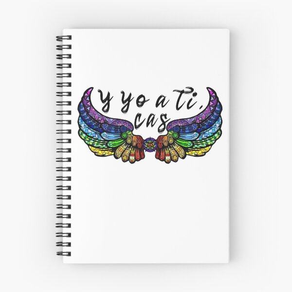 Item preview, Destiel DeanCas Spanish Wings "y yo a ti" (Stained Glass Rainbow) Black designed and sold by MinaMonsterMash.