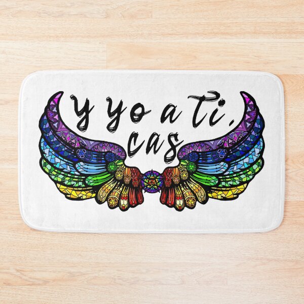Item preview, Destiel DeanCas Spanish Wings "y yo a ti" (Vidrieras Arcoiris) Negro designed and sold by MinaMonsterMash.