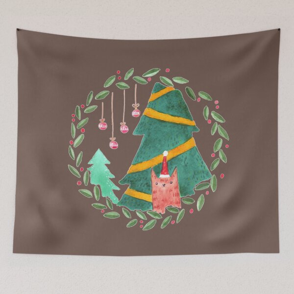 Item preview, Cat and Christmas tree designed and sold by RapiLoco.