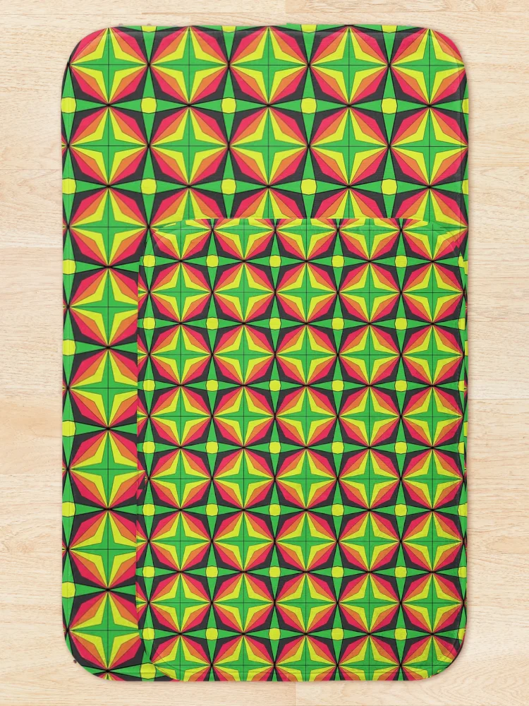 Thumbnail 5 of 6, Bath Mat, Retro Party Pattern - Neon Rave Wear designed and sold by NoMatterLab.