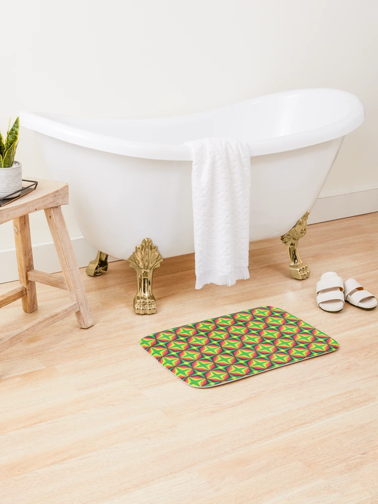 Thumbnail 2 of 6, Bath Mat, Retro Party Pattern - Neon Rave Wear designed and sold by NoMatterLab.