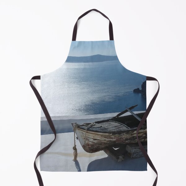 Item preview, Barco pequeño en la azotea - Caldera de la isla de Santorini designed and sold by TheRightAngle.