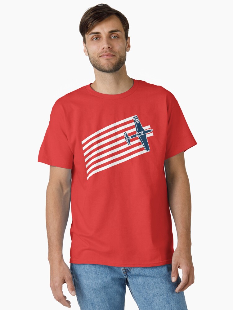 Thumbnail 2 of 7, Classic T-Shirt, P-51 Mustang Speed Stripes designed and sold by Aeronautdesign.