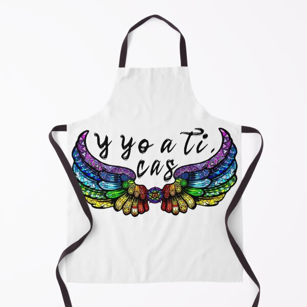 Item preview, Destiel DeanCas Spanish Wings "y yo a ti" (Stained Glass Rainbow SHADED) Black designed and sold by MinaMonsterMash.