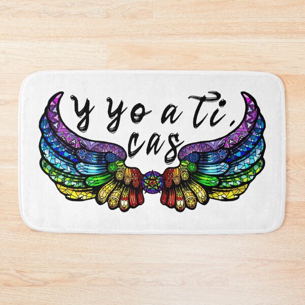 Item preview, Destiel DeanCas Spanish Wings "y yo a ti" (Vitral Arcoiris SOMBRADO) Negro designed and sold by MinaMonsterMash.