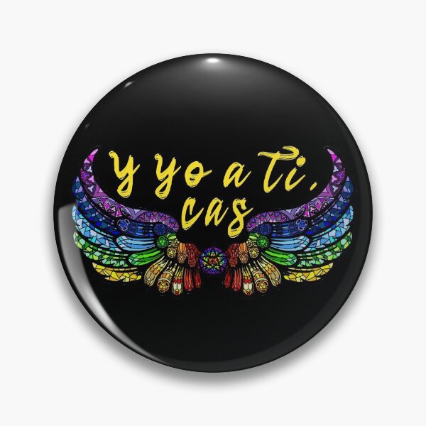 Item preview, Destiel DeanCas Spanish Wings "y yo a ti" (Stained Glass Rainbow) Yellow designed and sold by MinaMonsterMash.