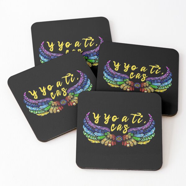 Item preview, Destiel DeanCas Spanish Wings "y yo a ti" (Stained Glass Rainbow) Yellow designed and sold by MinaMonsterMash.