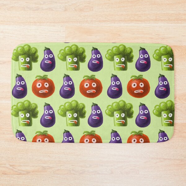 Item preview, Tomato Broccoli and Eggplant Funny Cartoon Vegetables Pattern designed and sold by Boriana Giormova.