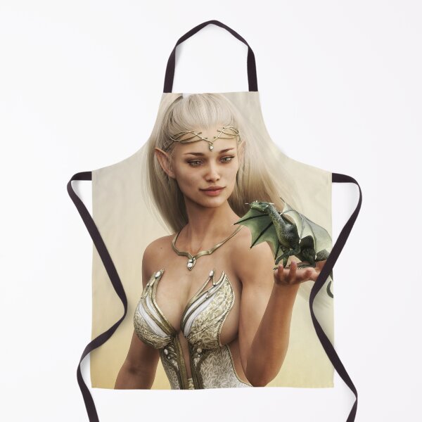 Item preview, Portrait of a fantasy wood elf female with long golden flowing hair and her mythical green dragon . designed and sold by DigitalStorm.