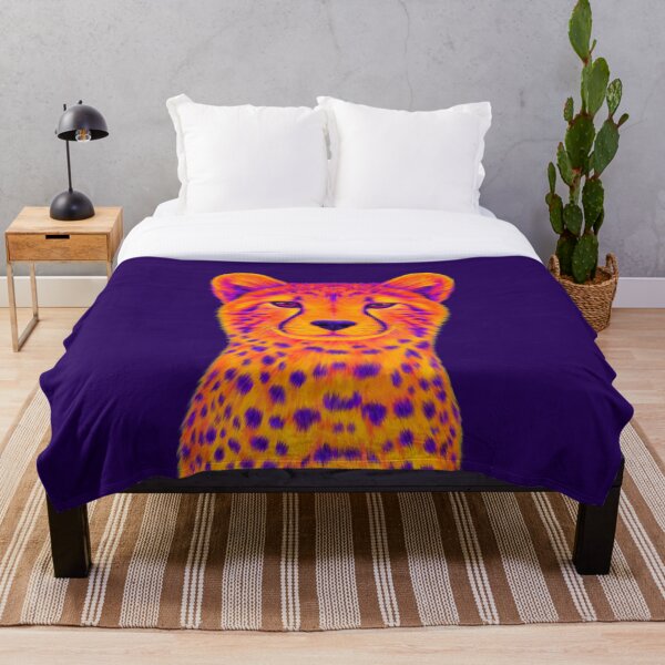 Aperçu de l'œuvre Guépard orange et violet créée et vendue par NeonFuzz.