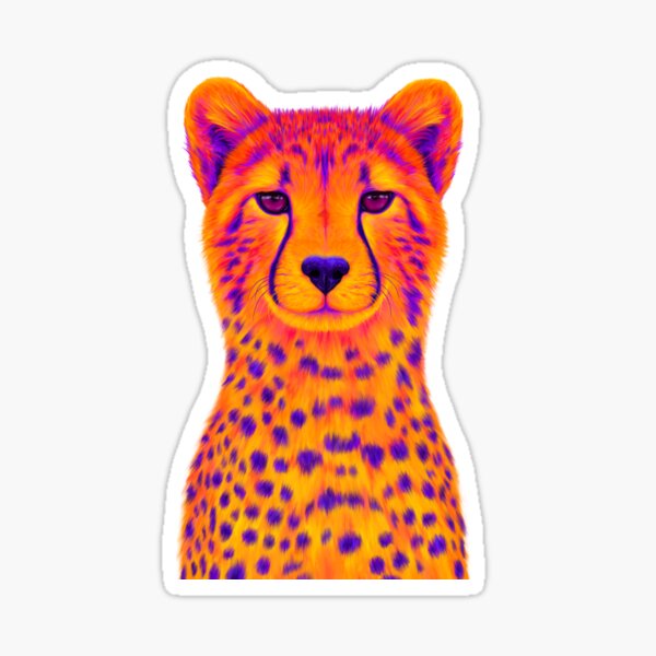 Orange and Purple Cheetah Sticker