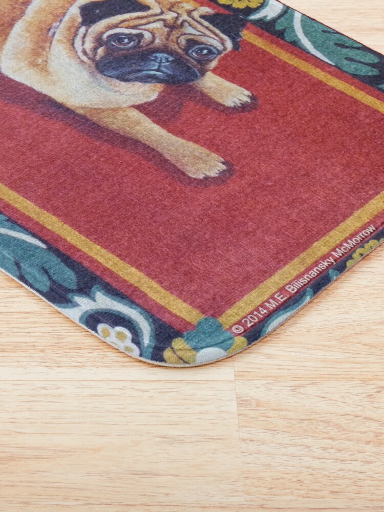 "Pug on a Rug" Bath Mat for Sale by grounddogs Redbubble
