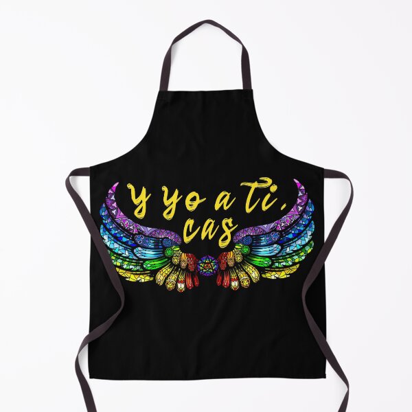 Item preview, Destiel DeanCas Spanish Wings "y yo a ti" (Stained Glass Rainbow SHADED) Yellow designed and sold by MinaMonsterMash.