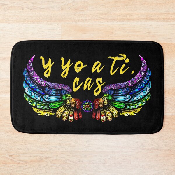 Item preview, Destiel DeanCas Spanish Wings "y yo a ti" (Vitral Arco Iris SOMBRADO) Amarillo designed and sold by MinaMonsterMash.