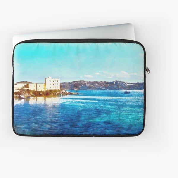 Island La Maddalena: sea landscape building and boats Laptop Sleeve