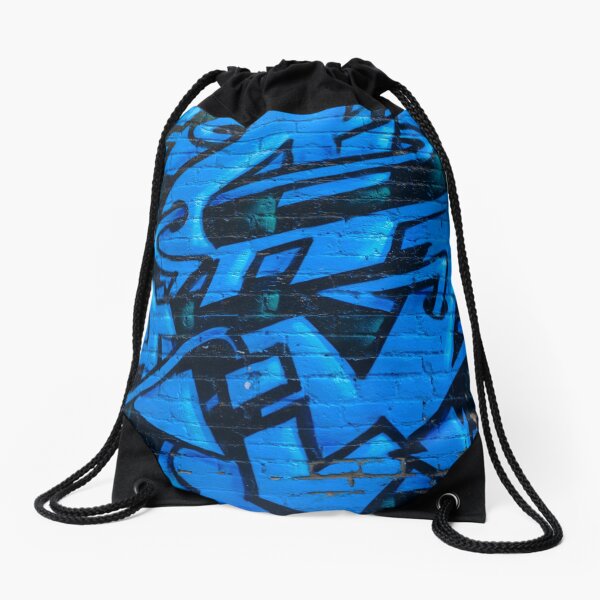 Blue Street Art Drawstring Bag